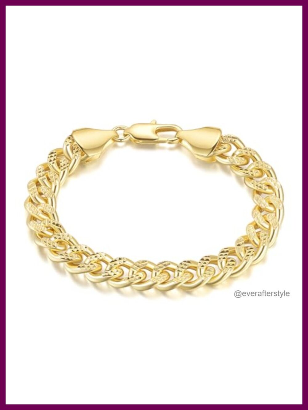 14K Gold Plated Cuban Link Bracelet for Women Men Classic Chain